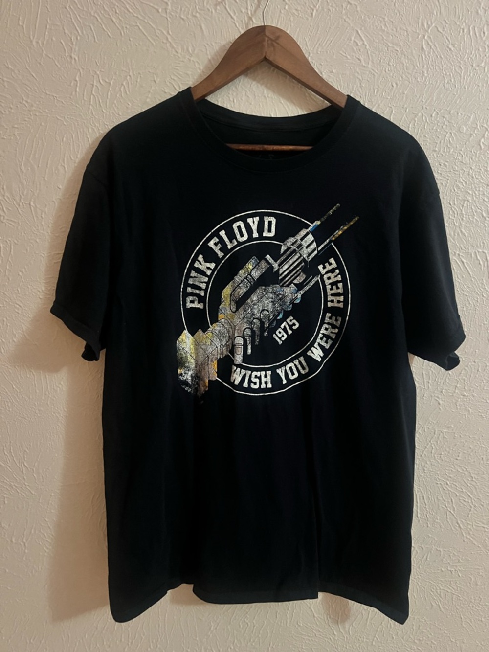 Pink Floyd Wish You Were Here Graphic Tee Size Large Distressed Rock Band Shirt